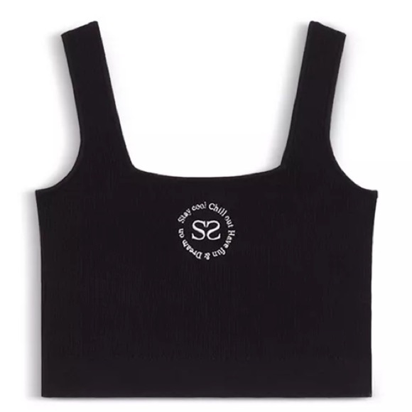 SANDRO Calvi Cropped Top Black Stay Cool Have Fun Chill Out Dream On 0 = XS - Picture 3 of 12